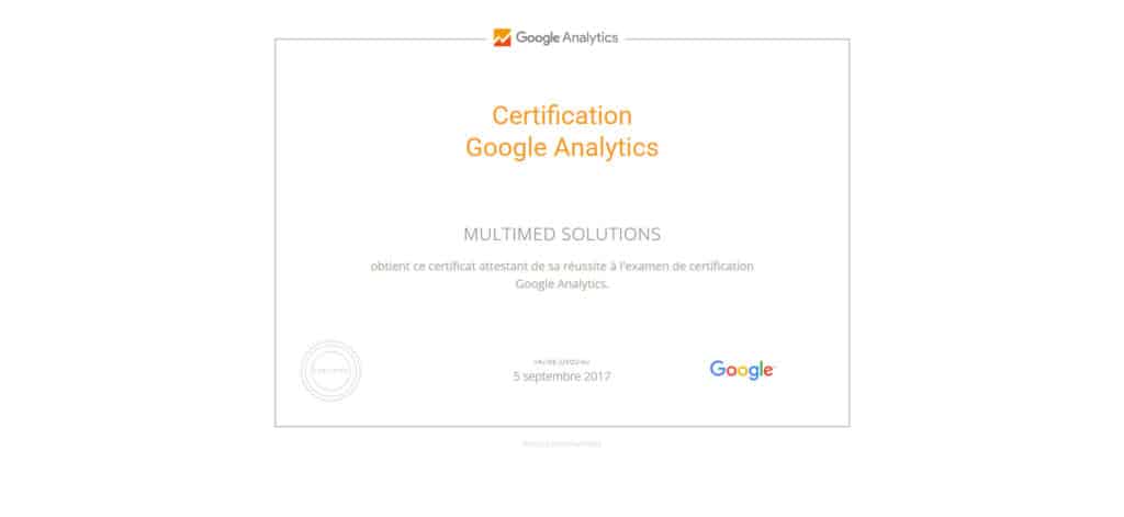 Agence certifiée Google Analytics