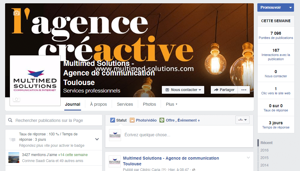 Facebook de Multimed Solutions votre agence de communication Toulousaine