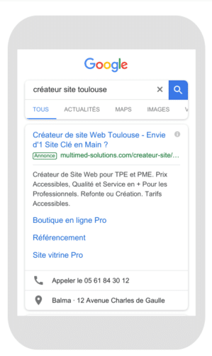 Annonce Google Adwords Extensions Lieu Appel