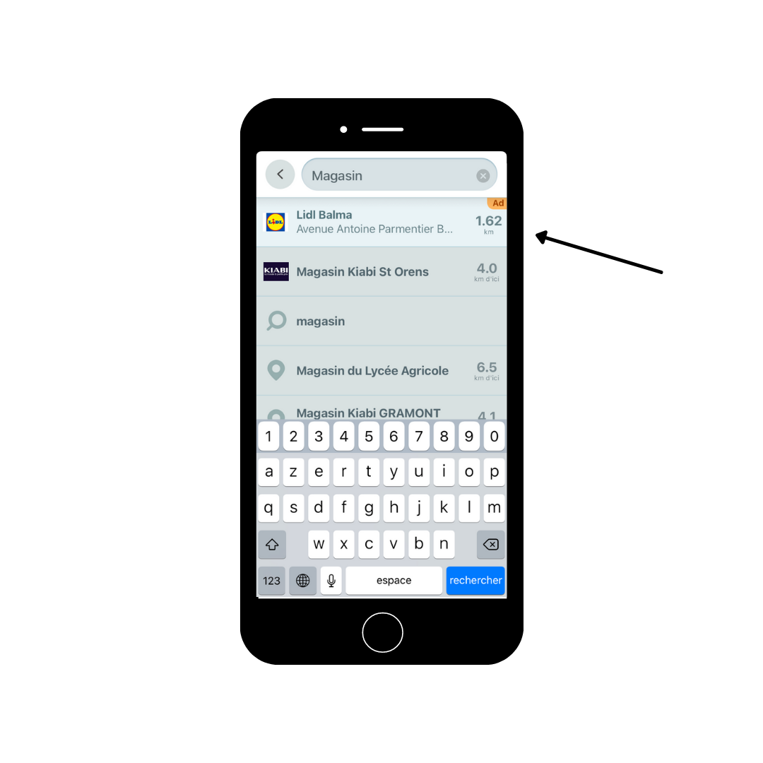 Le format search de la publicité sur Waze