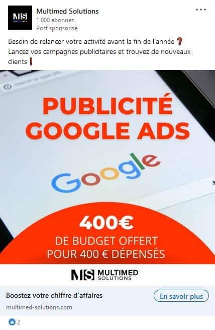 Aperçu annonce Google Ads