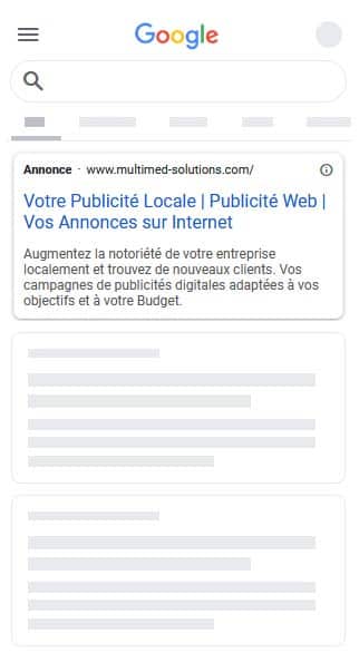 Aperçu annonce Google Ads