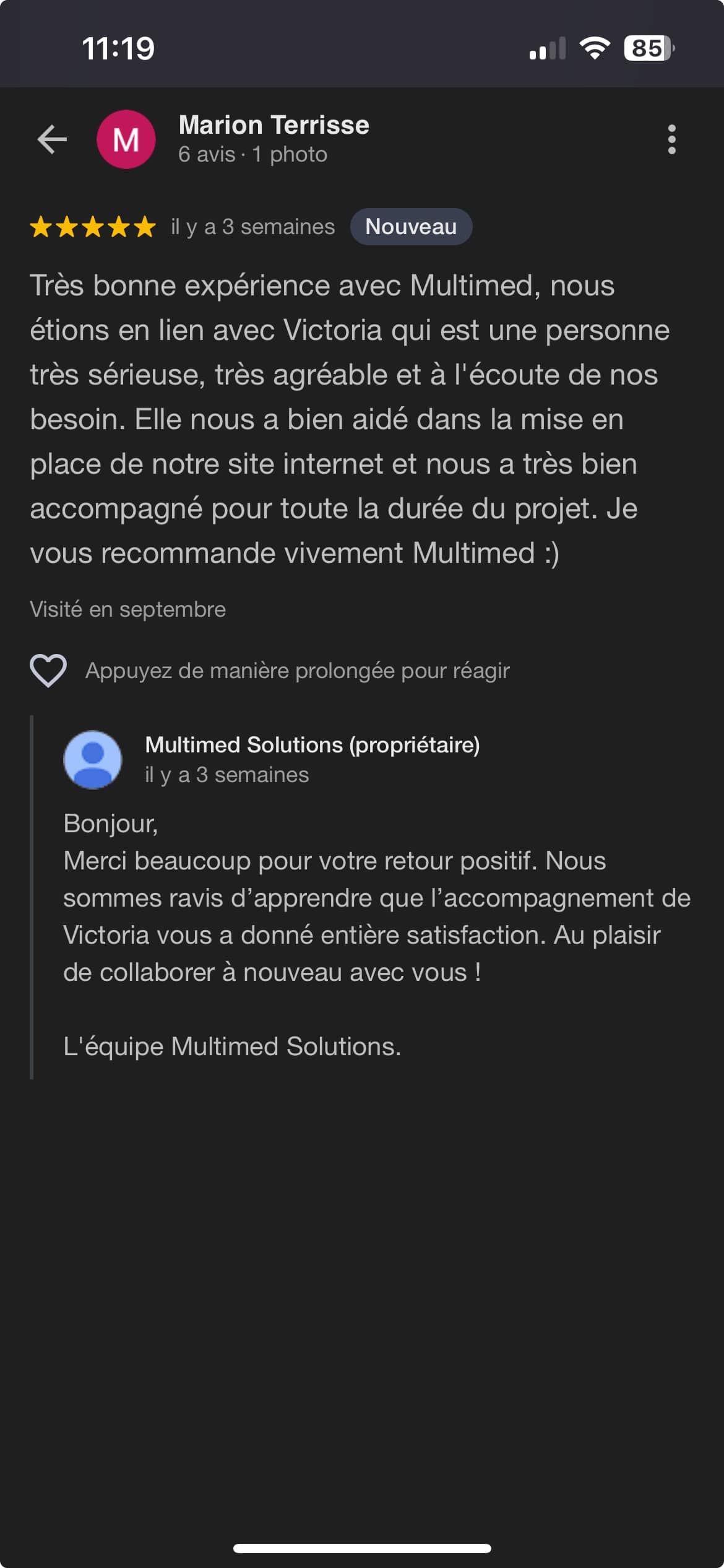 Réponse à un avis Google