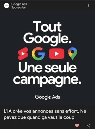 Pub sponsorisé pour la Pmax de Google Ads